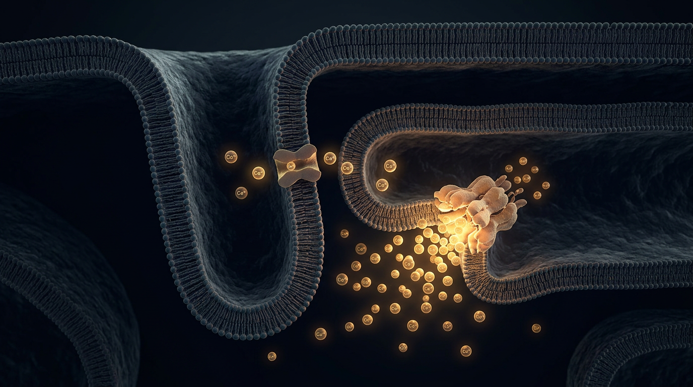 Detailed 3D rendering of Calcium-Induced Calcium Release inside a cardiac cell